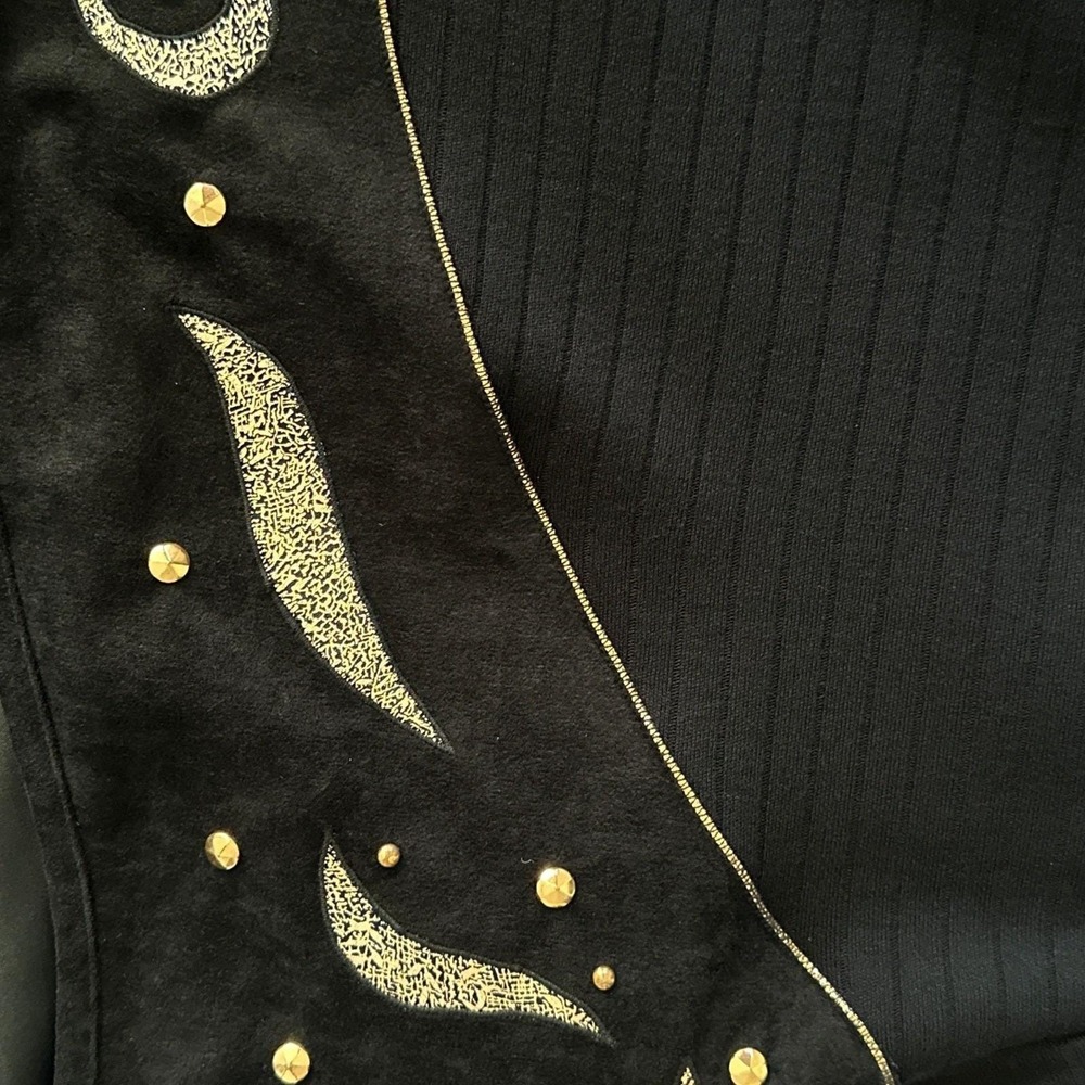 Vintage 80s Jon Pierre Womens Cardigan L Black Gold Oversized Sweater - Picture 9 of 12
